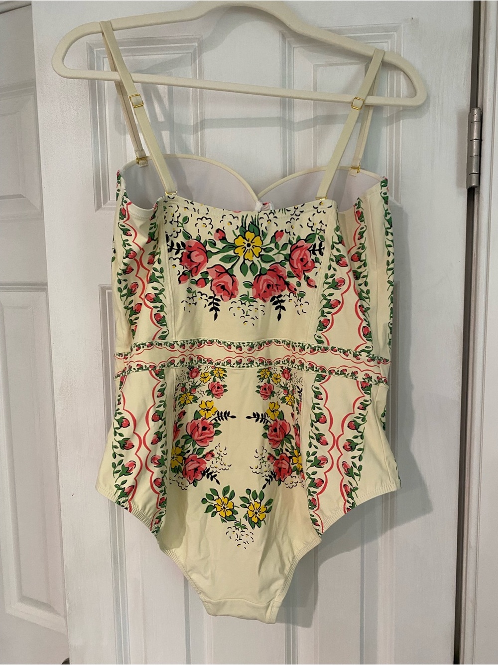 Tory Burch Cream One-Piece Swimsuit with Pink & Yellow Floral Motif - Picture 2 of 2